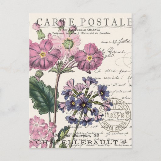 moderne Vintage französische Blüte Postkarte (Vorderseite)