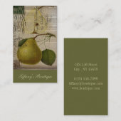 moderne Vintage französische Botanische Fruchtbirn Visitenkarte (Vorne/Hinten)