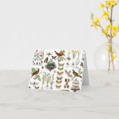 moderne Vintage französische botanische Vögel und  Karte (Gelbe Blume)