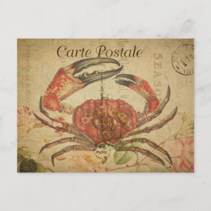 Moderne Vintage französische Collage Art Crab Postkarte
