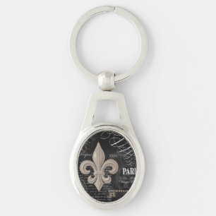 moderne vintage-französische Fleur de Lis Schlüsselanhänger