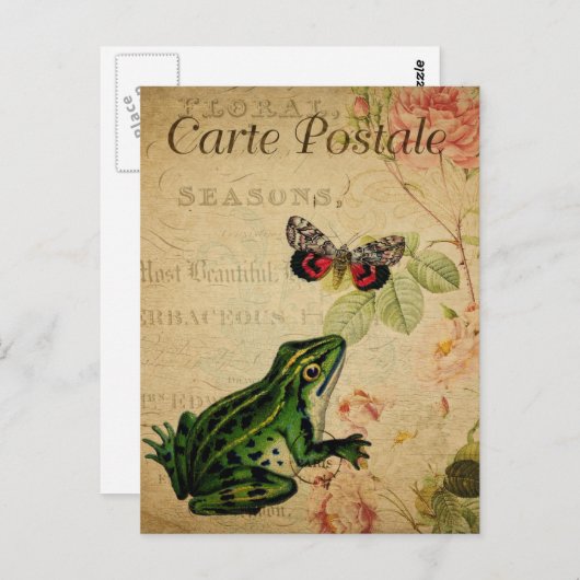 Moderne Vintage französische Froschhalterung Postk Postkarte (Vorne/Hinten)