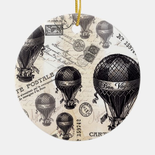 moderne Vintage französische Heißluftballone Keramik Ornament (Vorne)