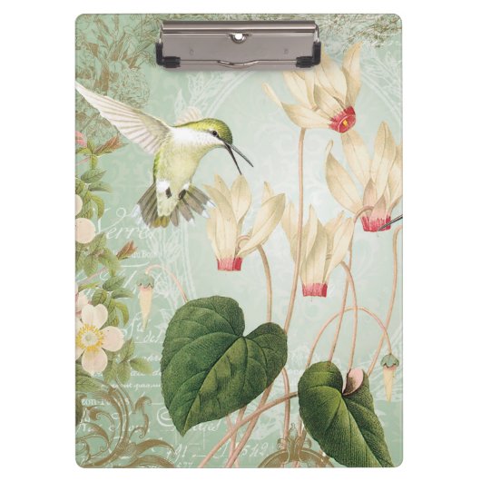Moderne Vintage französische Hummingvögel Klemmbrett (Vorderseite)