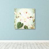 Moderne Vintage französische Hummingvögel Leinwanddruck (Insitu (Holzboden))