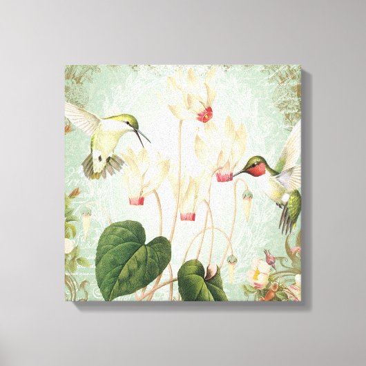 Moderne Vintage französische Hummingvögel Leinwanddruck (Vorderseite)