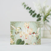 Moderne Vintage französische Hummingvögel Postkarte (Stehend Vorderseite)