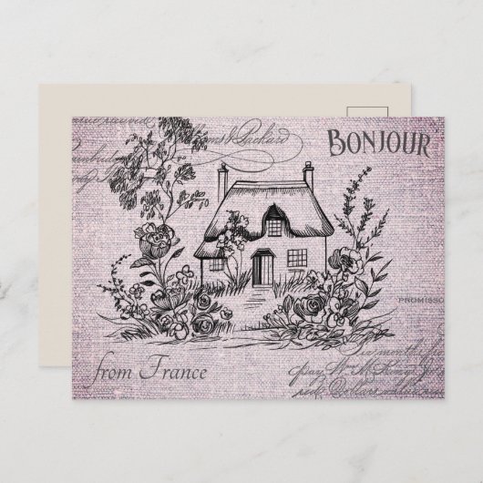 Moderne Vintage französische Hütte Postkarte (Vorne/Hinten)
