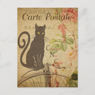 Moderne Vintage-Französische-Katzen-Collage-Postka Postkarte