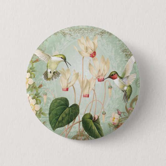 Moderne Vintage französische Kolibris Button (Vorderseite)