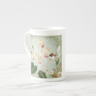 Moderne Vintage französische Kolibris Porzellantasse