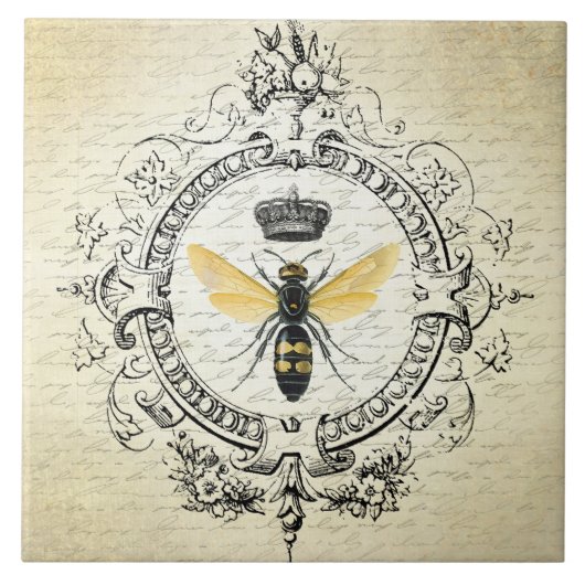 moderne Vintage französische Königinbiene Fliese (Vorderseite)