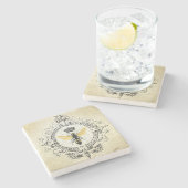 moderne Vintage französische Königinbiene Steinuntersetzer (Seitenansicht)