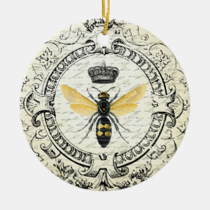 Moderne vintage-französische Königinnenbiene Keramik Ornament