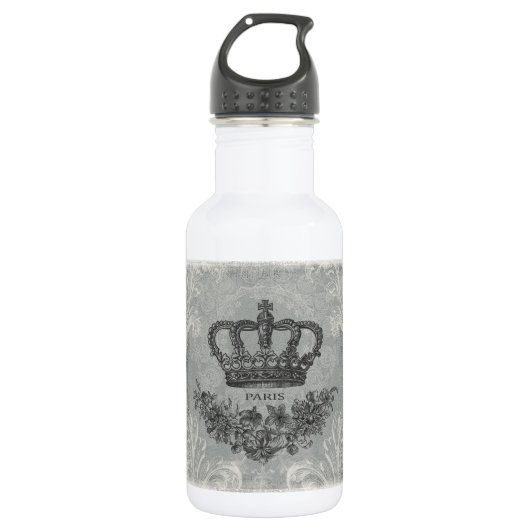 moderne Vintage französische Krone Edelstahlflasche (Vorderseite)