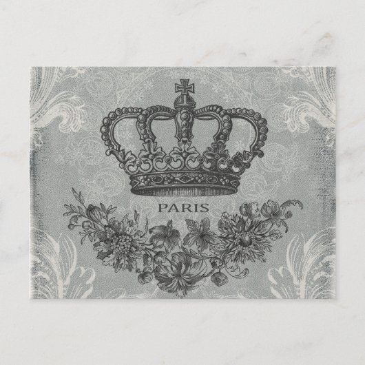 moderne Vintage französische Krone Postkarte (Vorderseite)