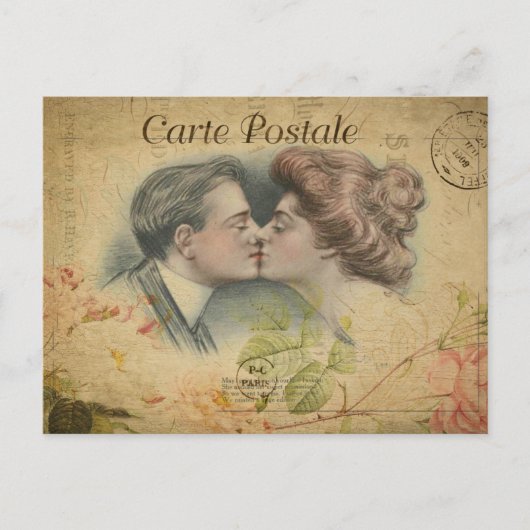 Moderne Vintage französische Küscollage Postcard Postkarte (Vorderseite)