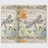 moderne Vintage französische Libelle Geschenkpapier (Flach)