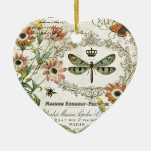 Moderne Vintage französische Libelle Keramik Ornament