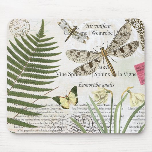 moderne Vintage französische Libelle Mousepad (Vorne)