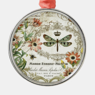 Moderne Vintage französische Libelle Ornament Aus Metall