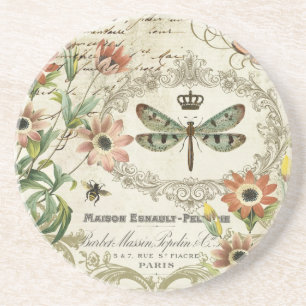 Moderne Vintage französische Libelle Sandstein Untersetzer