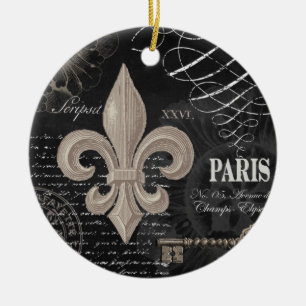 moderne Vintage französische Lilie Keramikornament