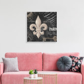 moderne Vintage französische Lilie Leinwanddruck (Insitu (Wohnzimmer))