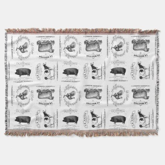 moderne Vintage französische Nutztiere Decke (Vorderseite)