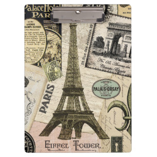 Moderne Vintage-Französische Reisecollage Klemmbrett