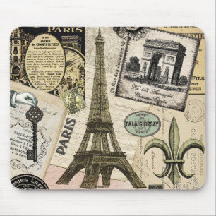 Moderne Vintage französische Reisetasche Mousepad