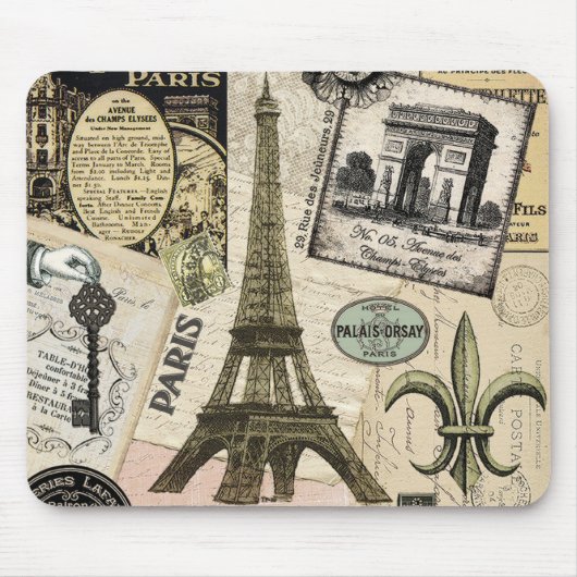 Moderne Vintage französische Reisetasche Mousepad (Vorne)