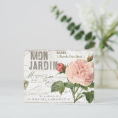 moderne Vintage französische Rose Postkarte (Stehend Vorderseite)
