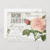 moderne Vintage französische Rose Postkarte (Vorne/Hinten)