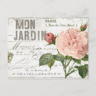 moderne Vintage französische Rose Postkarte