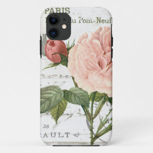 moderne Vintage französische Rose Postkarte iPhone 11 Hülle