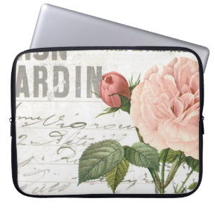 moderne Vintage französische Rose Postkarte Laptopschutzhülle