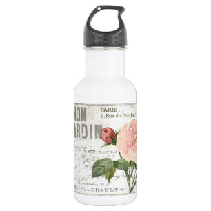 moderne vintage-französische Rosen-Postkarte Trinkflasche