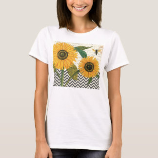 moderne Vintage französische Sonnenblume T-Shirt