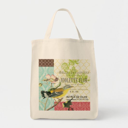 Moderne Vintage französische Vogel-Taschentasche Tragetasche (Vorne)