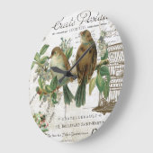 Moderne Vintage französische Vögel und Vogelkäfige Große Wanduhr (Winkel)