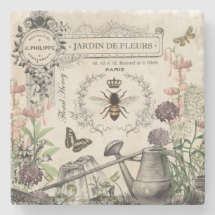 Moderne Vintage-French-Bee-Garten Steinuntersetzer