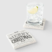 moderne Vintage frohe Weihnachten Steinuntersetzer (Seitenansicht)