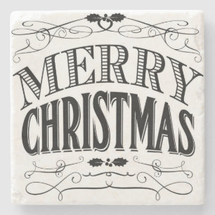 moderne Vintage frohe Weihnachten Steinuntersetzer