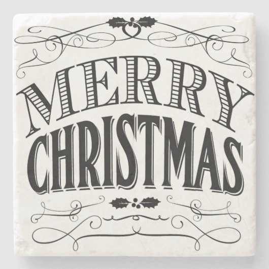moderne Vintage frohe Weihnachten Steinuntersetzer (Vorderseite)