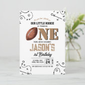 Moderne Vintage Fußballsportarten 1. Geburtstag Einladung (Stehend Vorderseite)