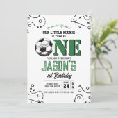 Moderne Vintage Fußballsportarten 1. Geburtstag Einladung (Stehend Vorderseite)