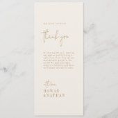 Moderne, Vintage Gold Dankeschön Tischkarten Menükarte (Vorderseite)