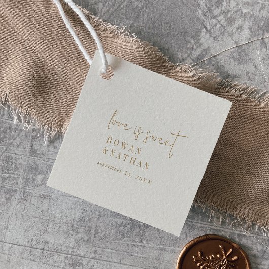 Moderne Vintage Gold Liebe ist süße Hochzeit Geschenkanhänger