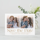 Moderne Vintage Goldbriefe 2 Foto Save The Date (Stehend Vorderseite)